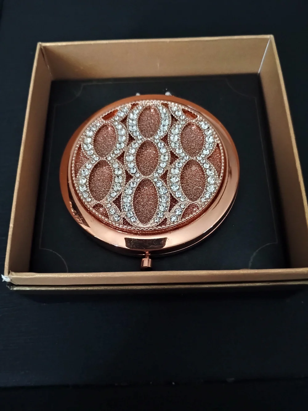 Monet Rose Gold Rhinestone Double Mirror Compact - Picture 1 of 5